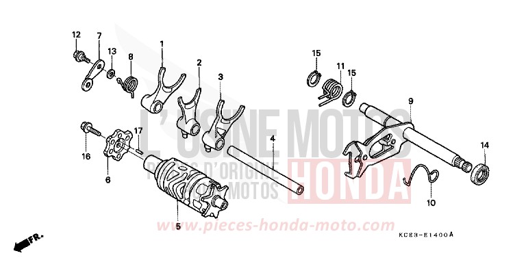 SCHALTWALZE von XR250R FIGHTING RED (R134) von 2000