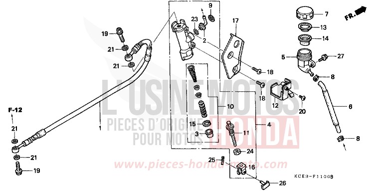 HAUPTBREMSE, HINTEN ZYLINDER von XR250R FIGHTING RED (R134) von 2000