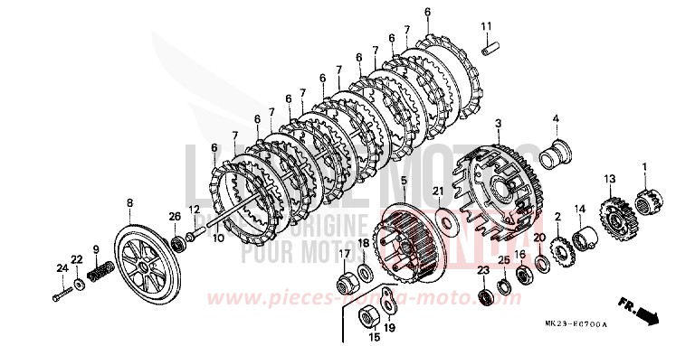 KUPPLUNG von XR600R SHASTA WHITE (NH138H) von 1991