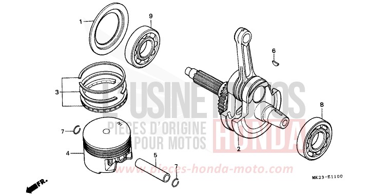 KOLBEN/KURBELWELLE von XR600R SHASTA WHITE (NH138H) von 1991