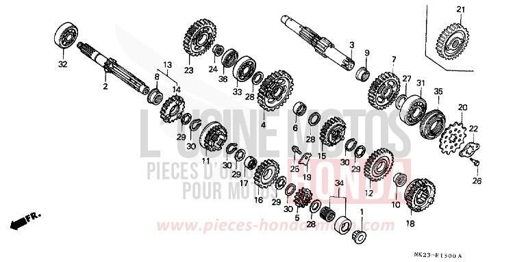 GETRIEBE von XR600R SHASTA WHITE (NH138H) von 1991