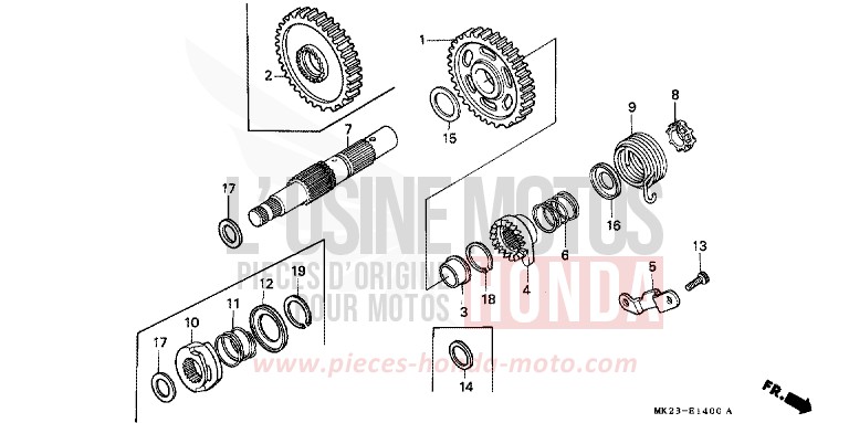 KICKSTARTERSPINDEL von XR600R SHASTA WHITE (NH138H) von 1991