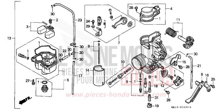 VERGASER (XR600RJ/RK/RL/RM/RN) von XR600R SHASTA WHITE (NH138H) von 1991
