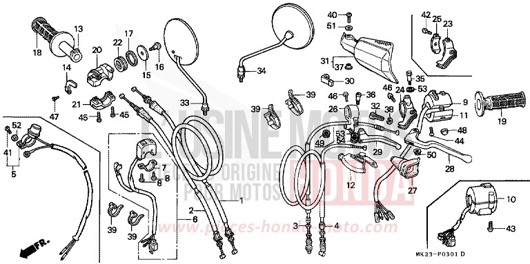 HEBELGRIFF/SCHALTER/ KABEL von XR600R SHASTA WHITE (NH138H) von 1991