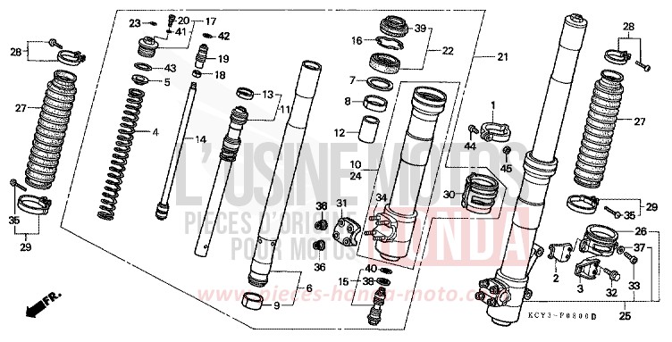 GABEL, VORNE von XR400R FIGHTING RED (R134) von 2001