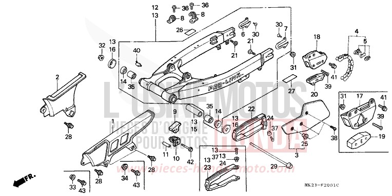 GABEL, HINTEN/KETTENGEHAEUSE von XR600R SHASTA WHITE (NH138H) von 1991