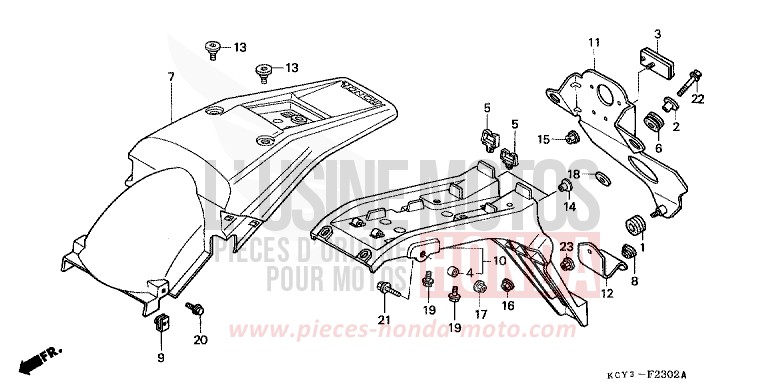 KOTFLUEGEL, HINTEN (XR400RY,1,2,3-ED) von XR400R FIGHTING RED (R134) von 2001