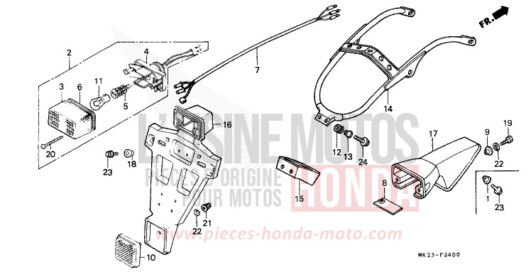 HECKLEUCHTE von XR600R SHASTA WHITE (NH138H) von 1991