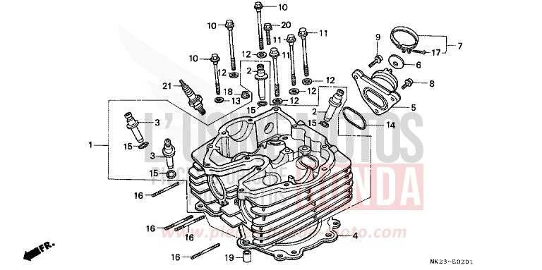 ZYLINDERKOPF von XR600R SHASTA WHITE (NH138H) von 1992