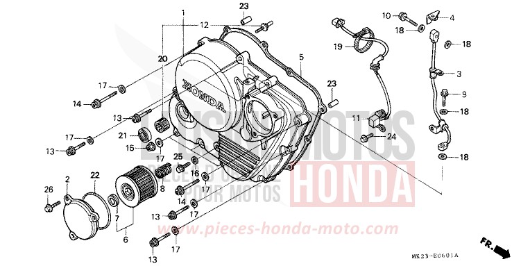 KURBELGEHAEUSEABDECKUNG von XR600R SHASTA WHITE (NH138H) von 1992