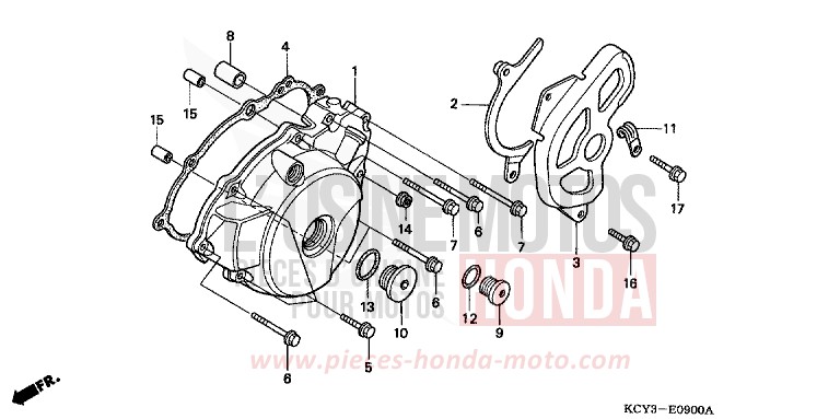KURBELGEHAEUSEDECKEL, L. von XR400R FIGHTING RED (R134) von 2002