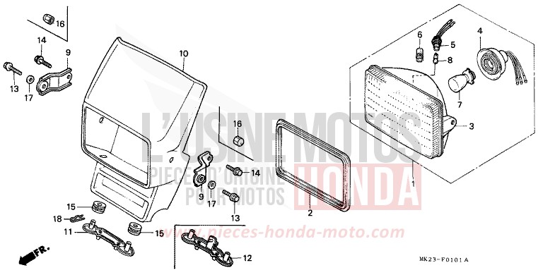 SCHEINWERFER von XR600R SHASTA WHITE (NH138H) von 1992