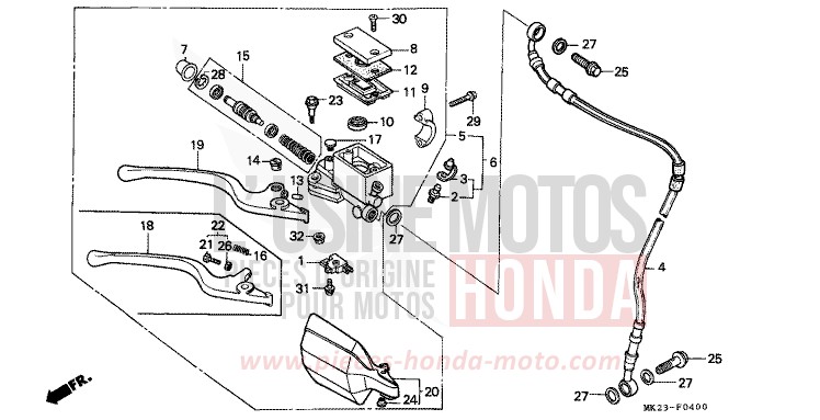 VORDERRADBREMSE von XR600R SHASTA WHITE (NH138H) von 1992