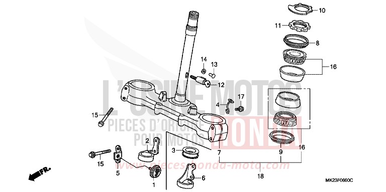 LENKSCHAFT von XR600R SHASTA WHITE (NH138H) von 1992