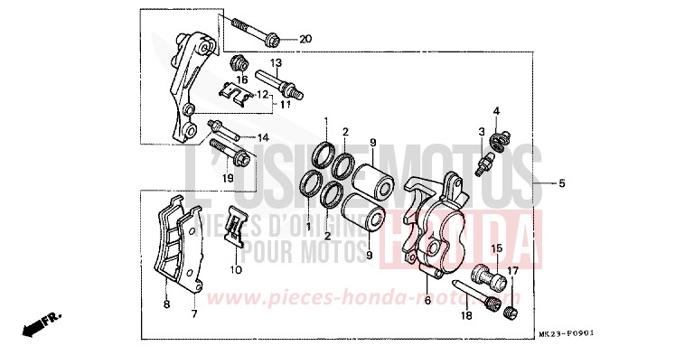 VORDERRAD-BREMSSATTEL von XR600R SHASTA WHITE (NH138H) von 1992