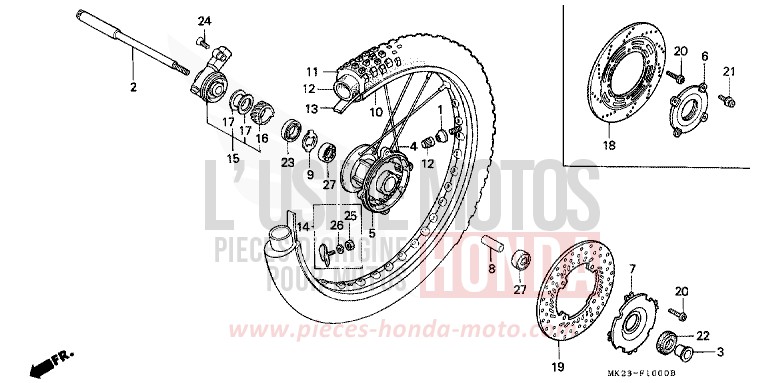 VORDERRAD von XR600R SHASTA WHITE (NH138H) von 1992