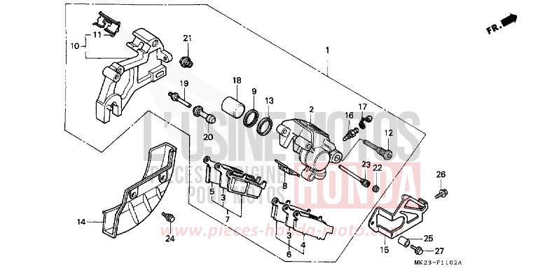 BREMSPLATTE, HINTEN von XR600R SHASTA WHITE (NH138H) von 1992