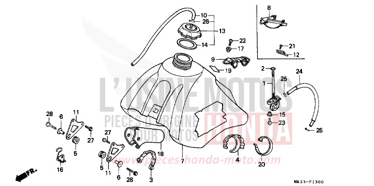 KRAFTSTOFFTANK von XR600R SHASTA WHITE (NH138H) von 1992