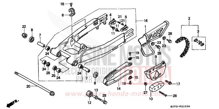 SCHWINGE/KETTENGEHAEUSE von XR400R FIGHTING RED (R134) von 2002
