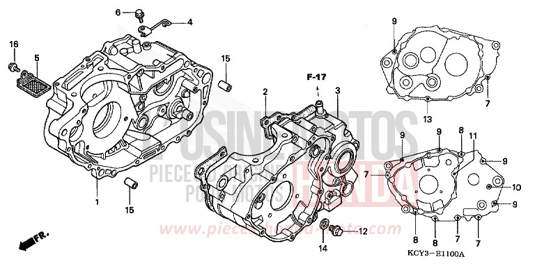 KURBELGEHAEUSE von XR400R FIGHTING RED (R134) von 2003