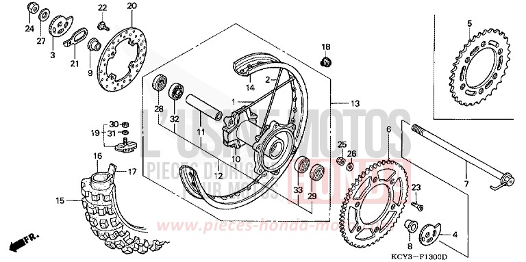 HINTERRAD von XR400R FIGHTING RED (R134) von 2003