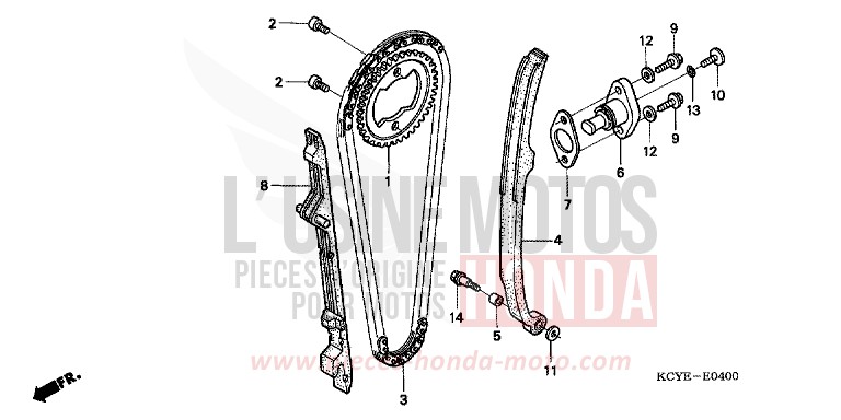 NOCKENWELLENKETTE/SPANNVORRICHTUNG von XR400R FIGHTING RED (R134) von 2004