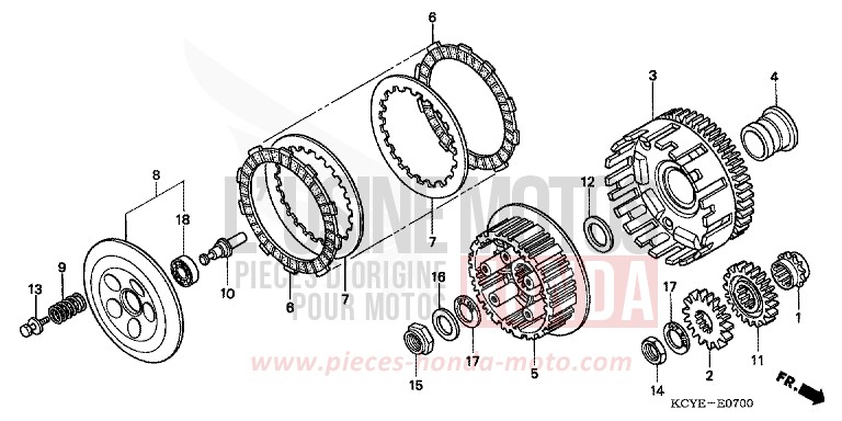 KUPPLUNG von XR400R FIGHTING RED (R134) von 2004