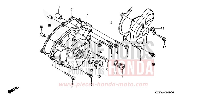 KURBELGEHAEUSEDECKEL, L. von XR400R FIGHTING RED (R134) von 2004