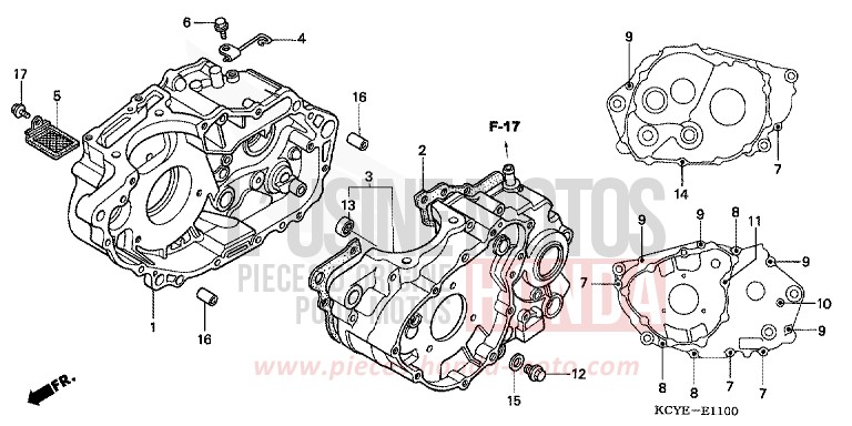 KURBELGEHAEUSE von XR400R FIGHTING RED (R134) von 2004