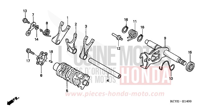 SCHALTTROMMEL/SCHALTGABEL von XR400R FIGHTING RED (R134) von 2004