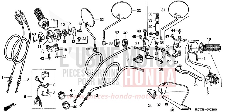 HEBELGRIFF/SCHALTER/KABEL von XR400R FIGHTING RED (R134) von 2004