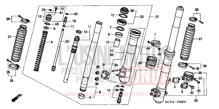 GABEL, VORNE von XR400R FIGHTING RED (R134) von 2004