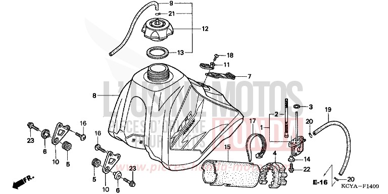 KRAFTSTOFFTANK von XR400R FIGHTING RED (R134) von 2004