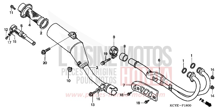 ABGAS-SCHALLDAEMPFER von XR400R FIGHTING RED (R134) von 2004