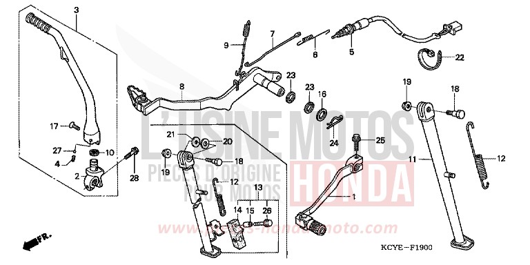 PEDAL/STAENDER/KICKSTARTER-ARM von XR400R FIGHTING RED (R134) von 2004