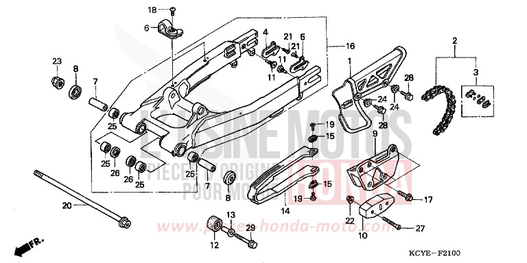 SCHWINGE/KETTENGEHAEUSE von XR400R FIGHTING RED (R134) von 2004