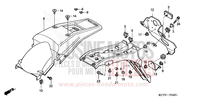KOTFLUEGEL, HINTEN (ED) von XR400R FIGHTING RED (R134) von 2004