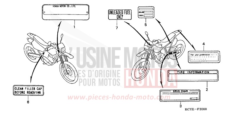 WARNETIKETT von XR400R FIGHTING RED (R134) von 2004