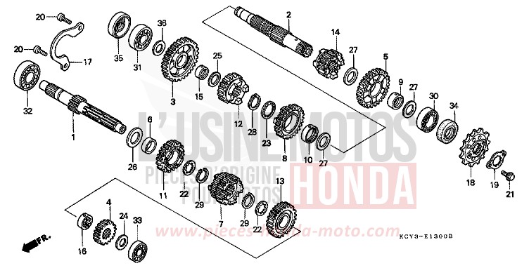 GETRIEBE von XR400R ROSS WHITE (NH196) von 1997