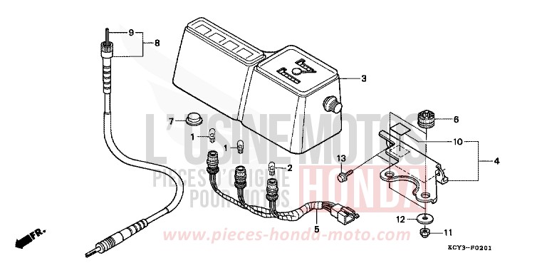 MESSGERAET (DK/ED/U) von XR400R ROSS WHITE (NH196) von 1997