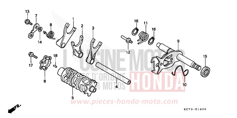 SCHALTTROMMEL/SCHALTGABEL von XR400R ROSS WHITE (NH196) von 1999