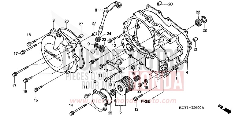 KURBELGEHAEUSEABDECKUNG von XR400R FIGHTING RED (R134) von 2000