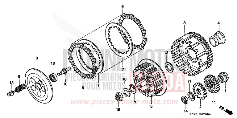 KUPPLUNG von XR400R FIGHTING RED (R134) von 2000