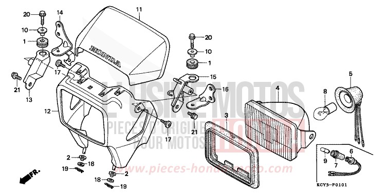 SCHEINWERFER (DK/ED/U) von XR400R FIGHTING RED (R134) von 2000
