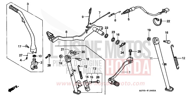 PEDAL/KICKSTARTER-ARM von XR400R FIGHTING RED (R134) von 2000