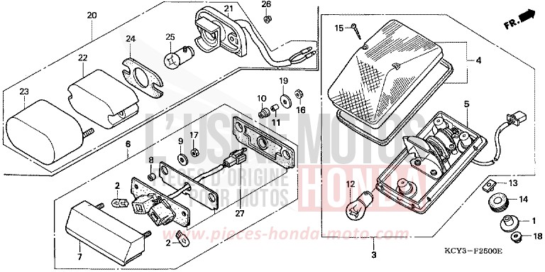 HECKLEUCHTE von XR400R FIGHTING RED (R134) von 2000