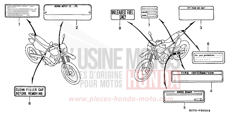 WARNETIKETT von XR400R FIGHTING RED (R134) von 2000