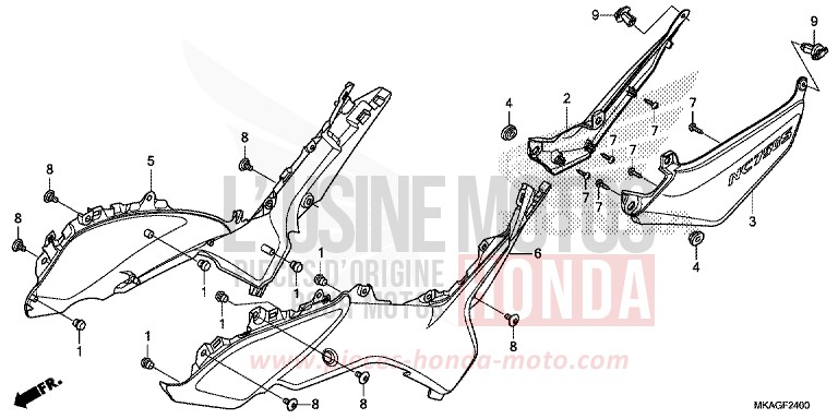 SEITENABDECKUNG von NC750S VICTORY RED (R334) von 2016