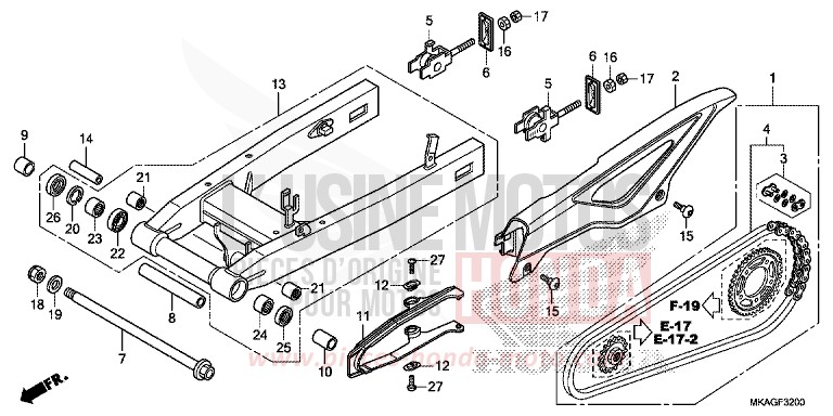SCHWINGE von NC750S PEARL GLARE WHITE (NHB53) von 2017