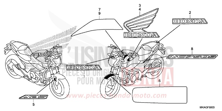 MARKE/STREIFEN von NC750S GRAPHITE BLACK (NHB01) von 2017